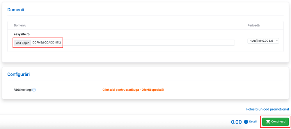 EPP Code for transferring .ro domain