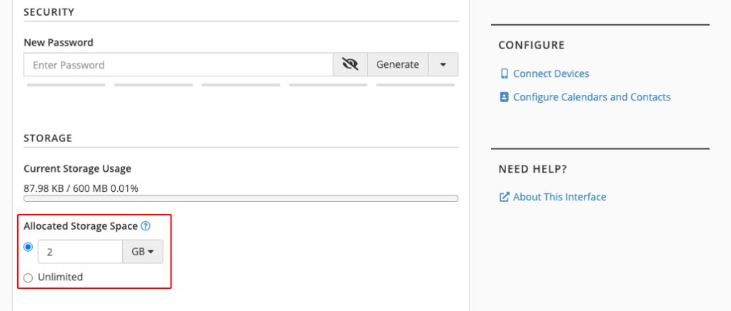 Modifying the allocated space for an email address in cPanel.