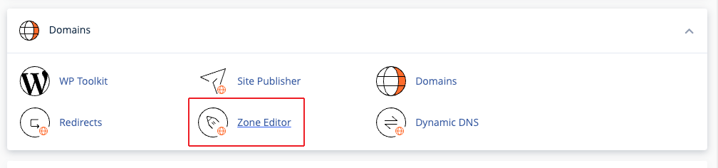 Zone Editor button in cPanel
