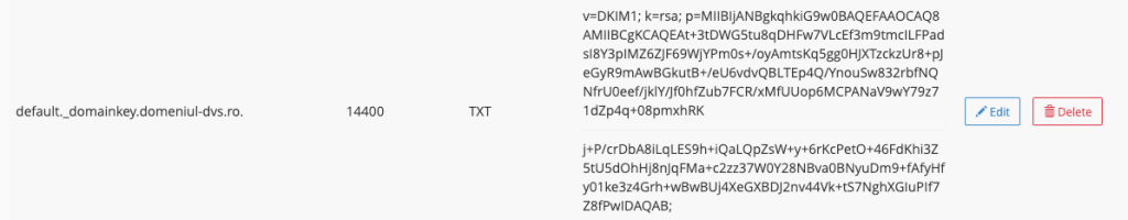 Editing DKIM record in DNS zone editor in cPanel