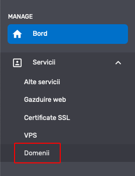 Accessing the Domains section in the client account