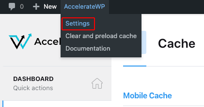 Accessing Settings in AccelerateWP