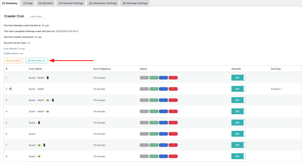 Start crawler in LiteSpeed Cache.