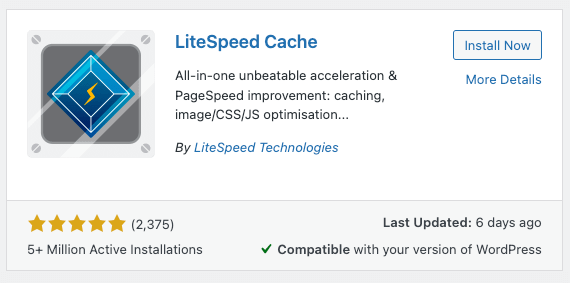 Installing LiteSpeed Cache in WordPress