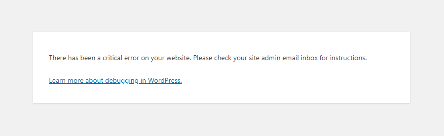 WordPress critical error