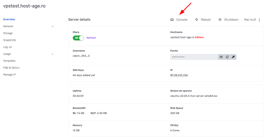 Access server console