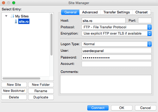 FileZilla configuration